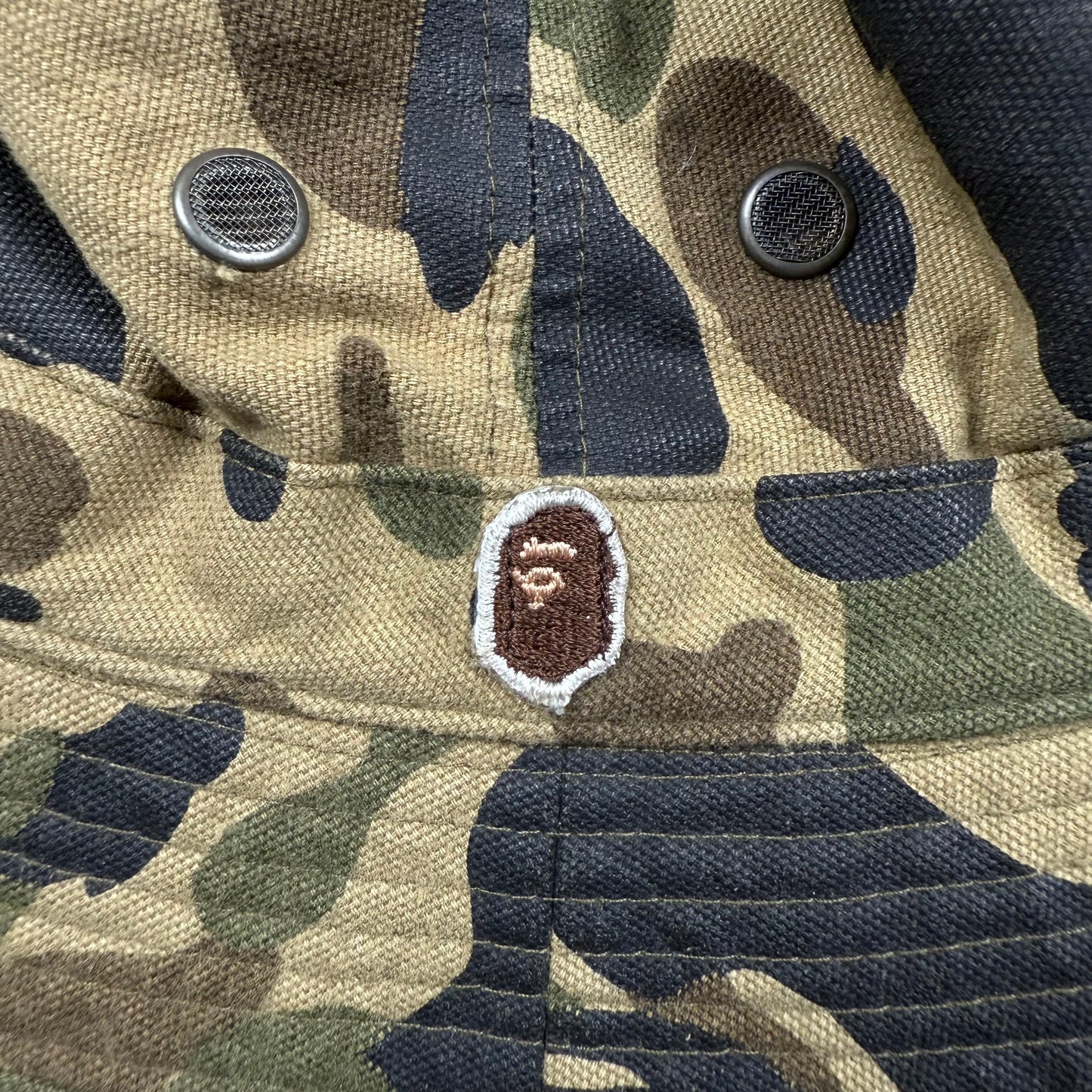 A BATHING APE 90s green camo safari HAT L
