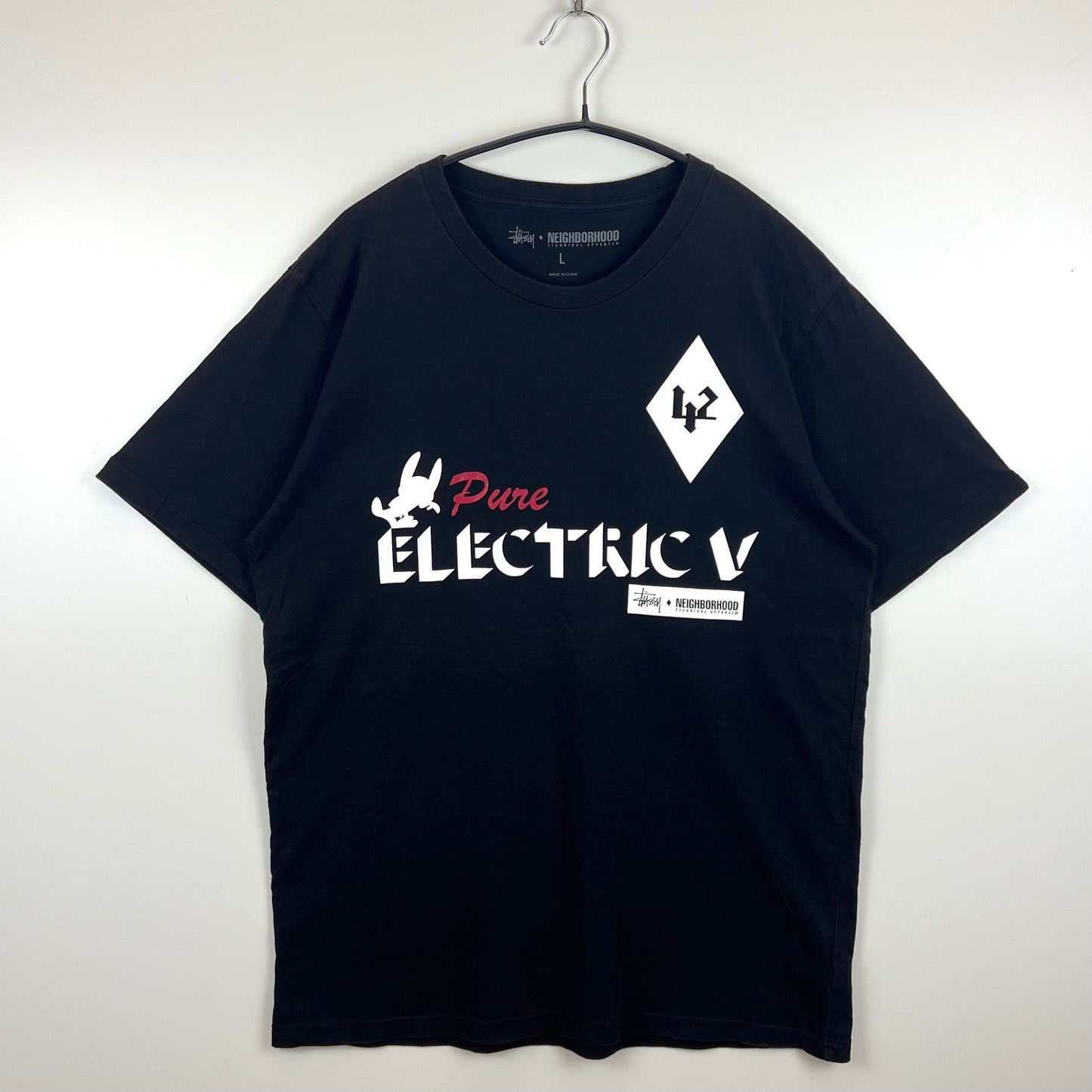 STUSSY 00s archive NEIGHBORHOOD electric v S/S Tee L