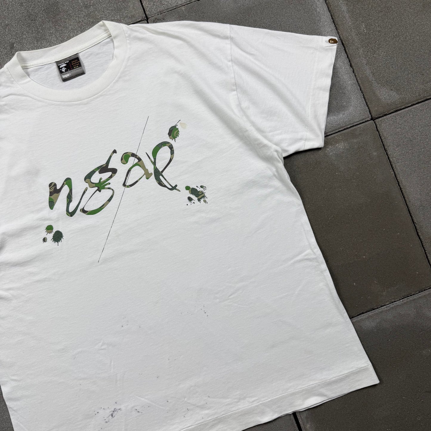 A BATHING APE × NGAP 00s green camo splash Tee XL