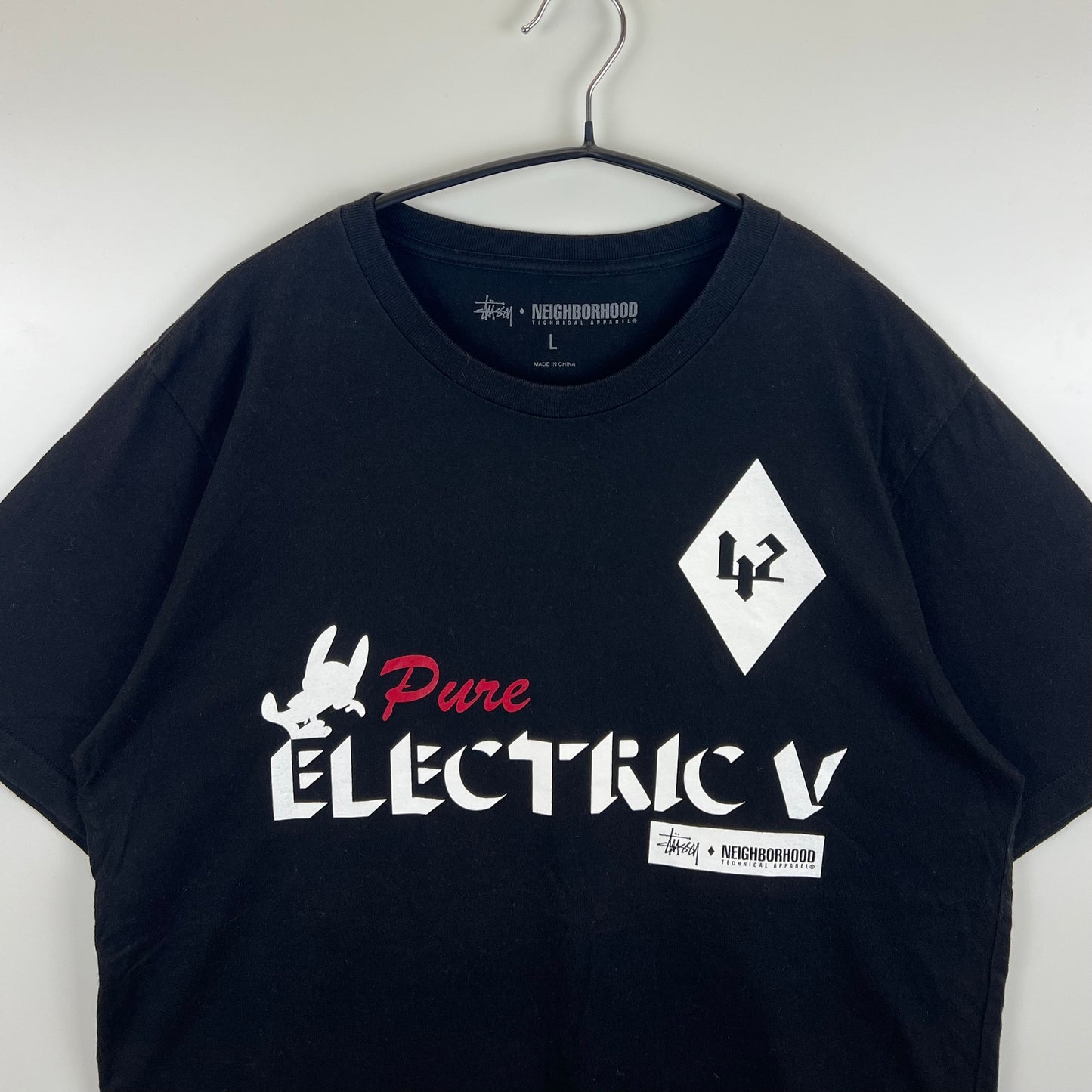 STUSSY 00s archive NEIGHBORHOOD electric v S/S Tee L