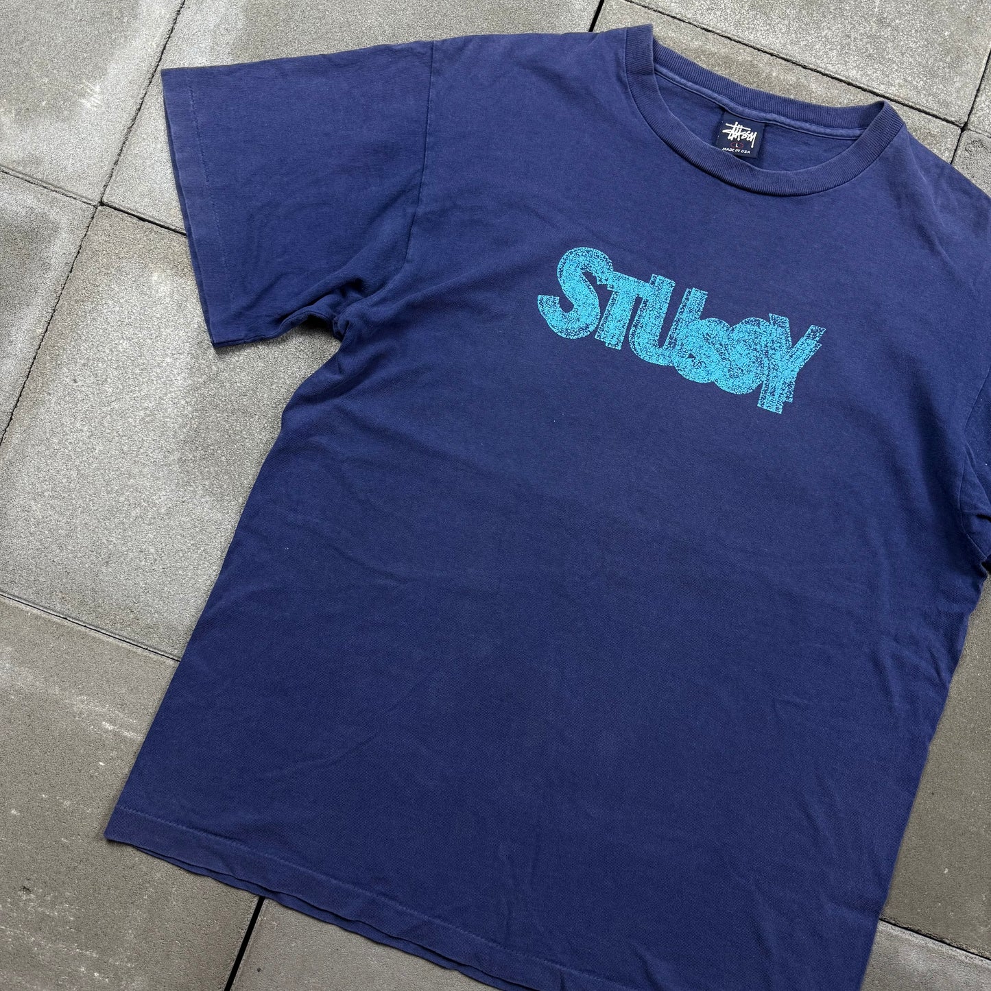 STUSSY 90s USA motion logo Tee L