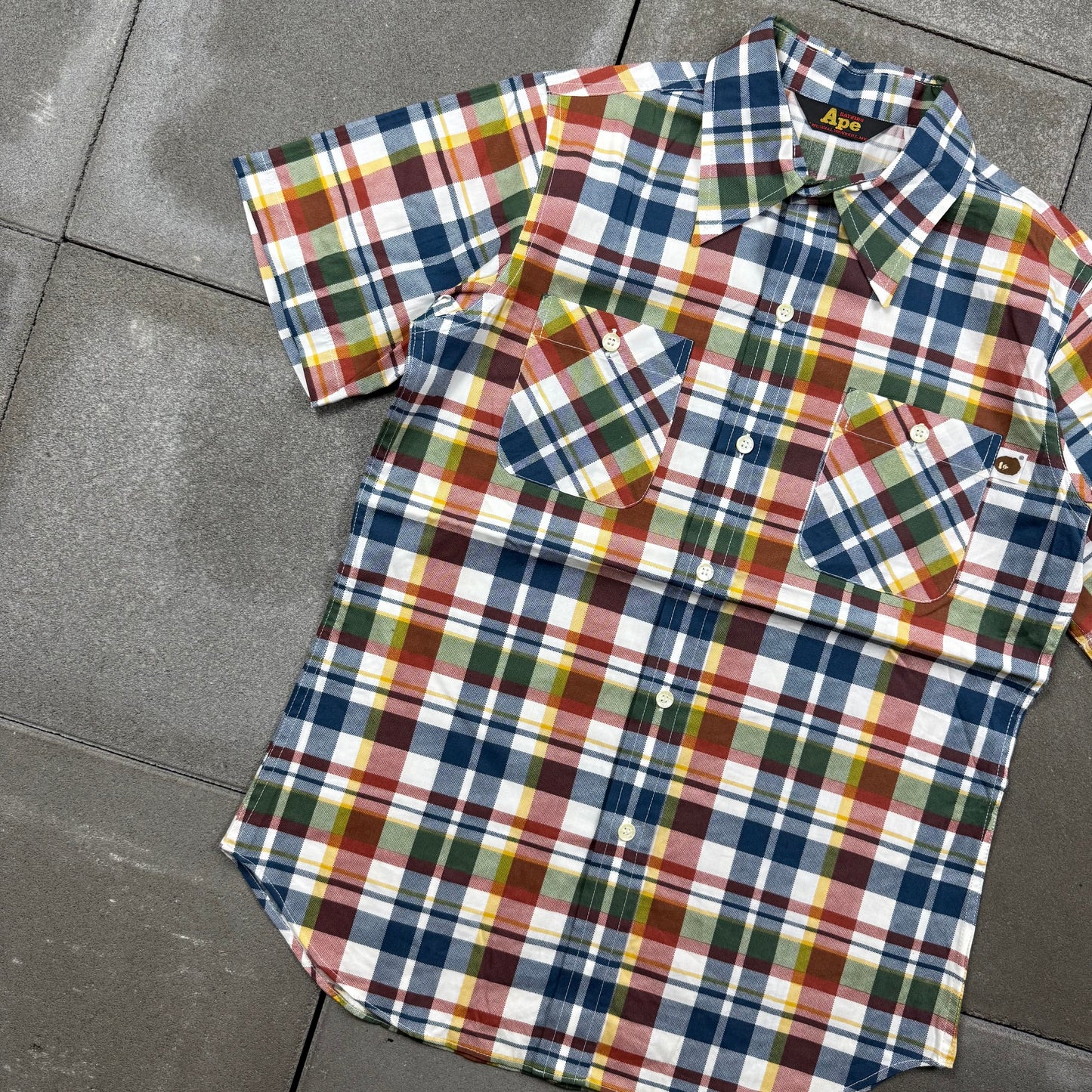 A BATHING APE 00s S/S plaid pattern shirt XS