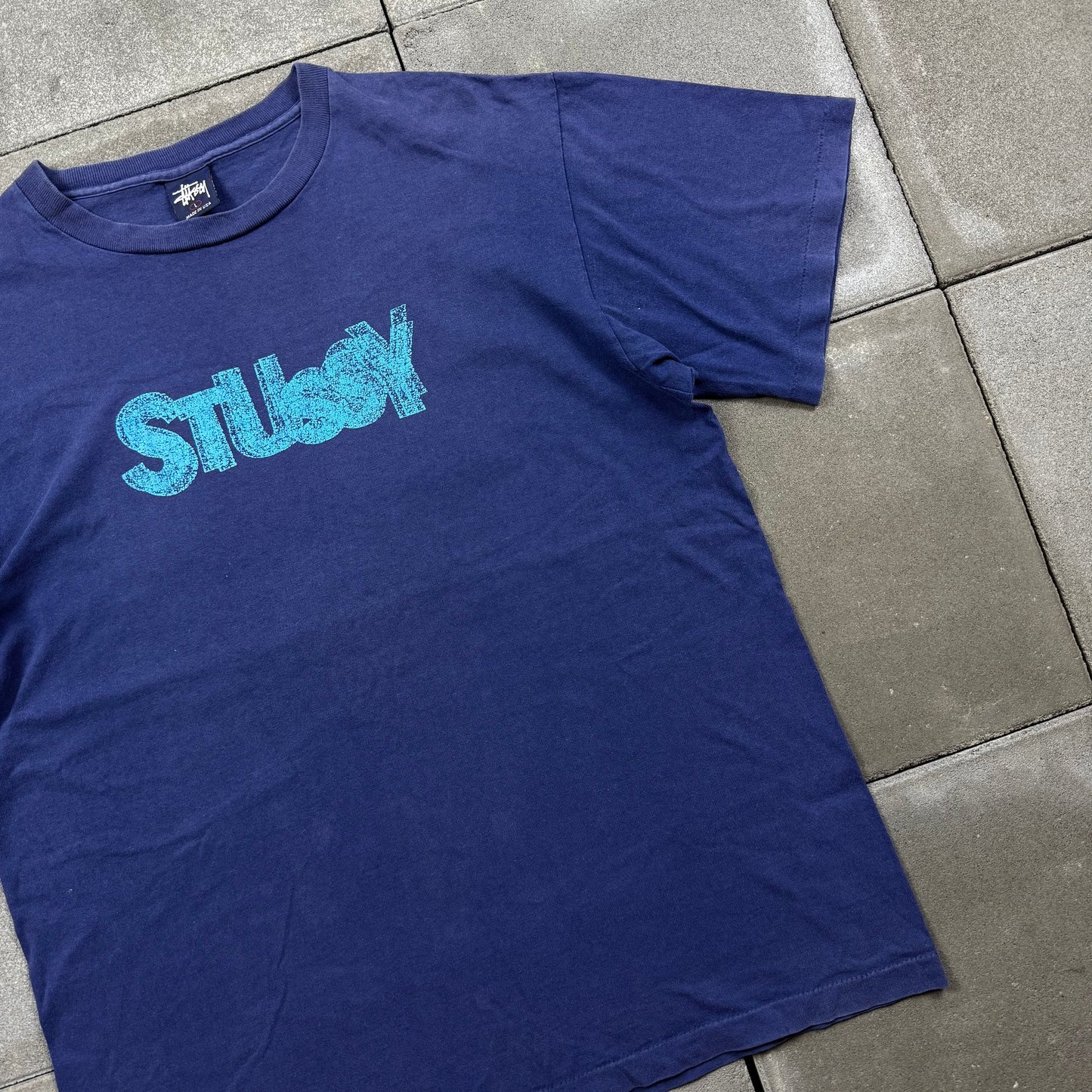 STUSSY 90s USA motion logo Tee L