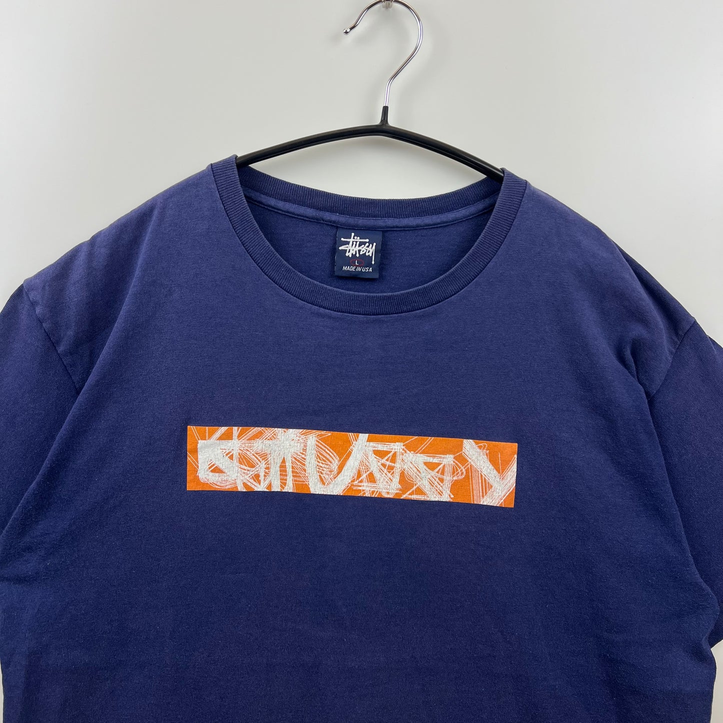 STUSSY 90s USA old graphic logo Tee L