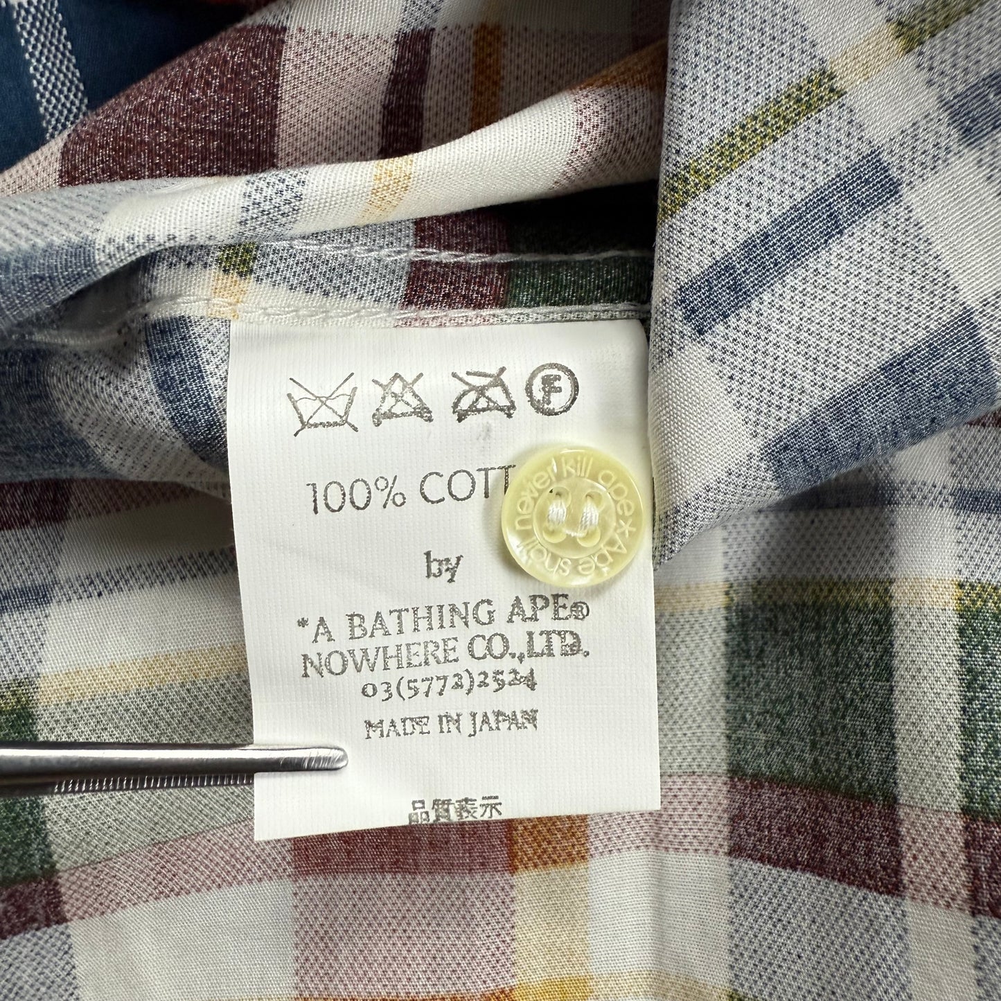 A BATHING APE 00s S/S plaid pattern shirt XS