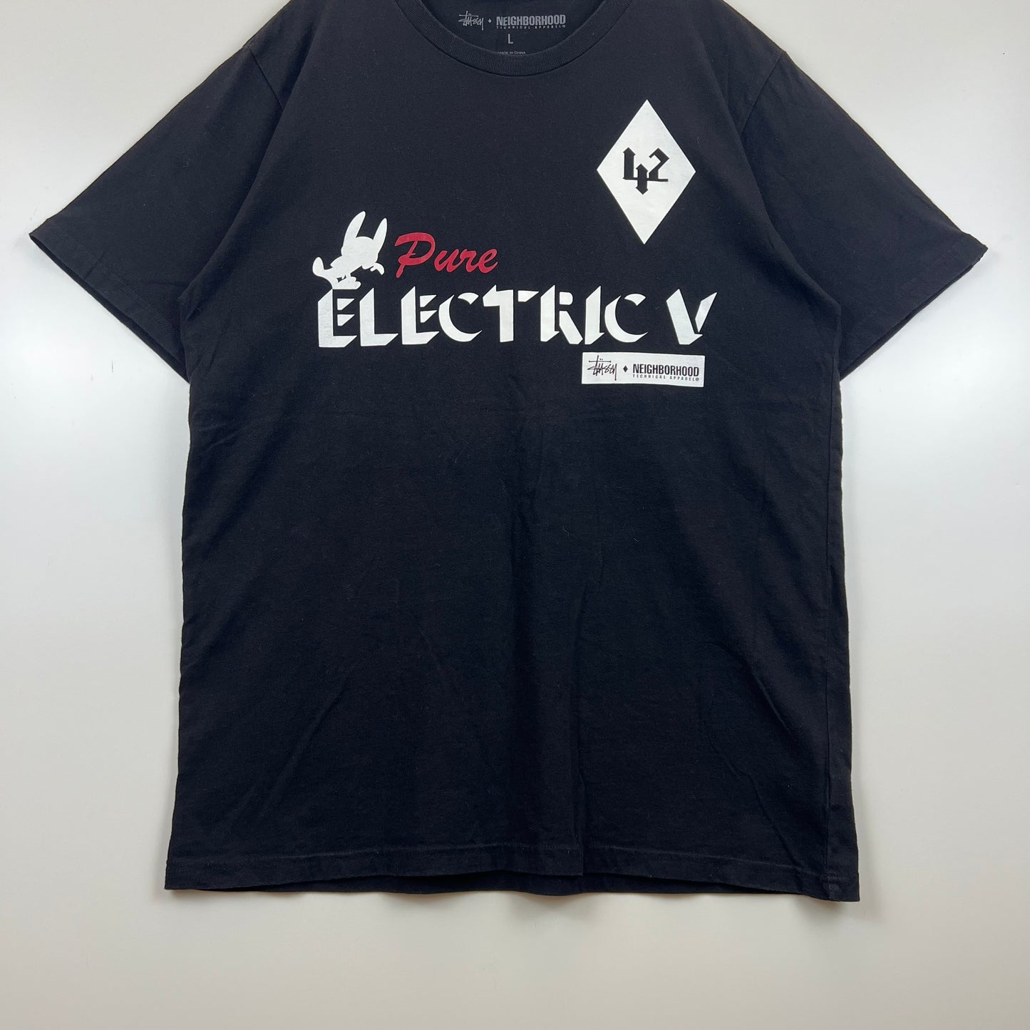 STUSSY 00s archive NEIGHBORHOOD electric v S/S Tee L