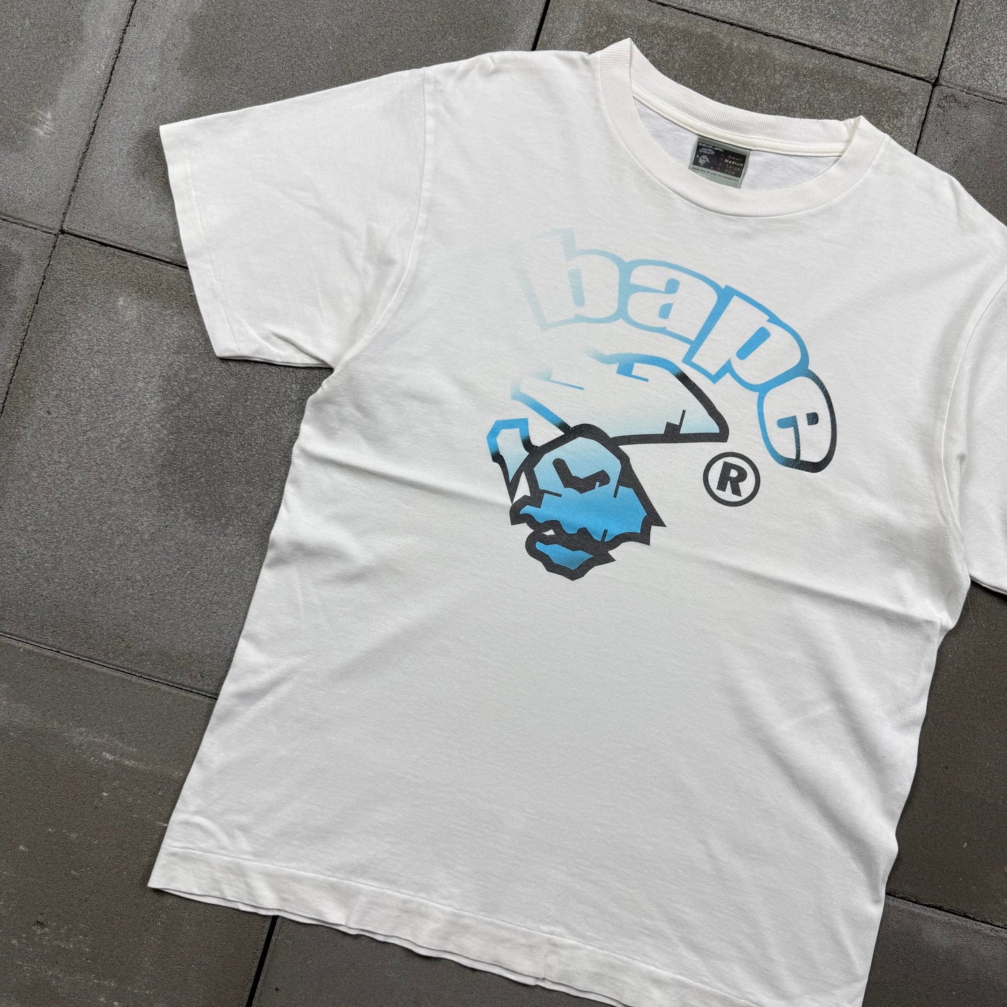A BATHING APE 00s MAD BAPE blue gradation Tee M