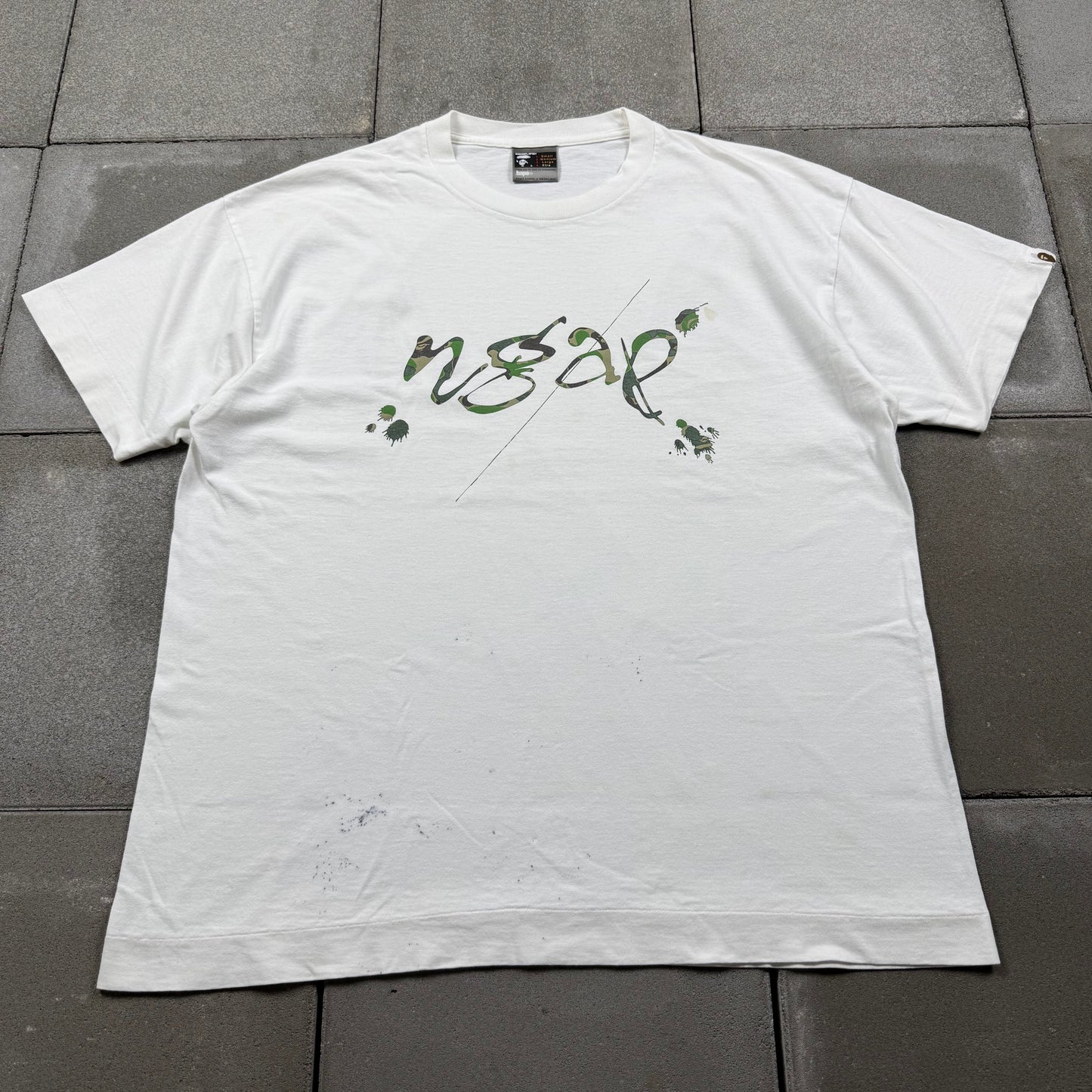 A BATHING APE × NGAP 00s green camo splash Tee XL