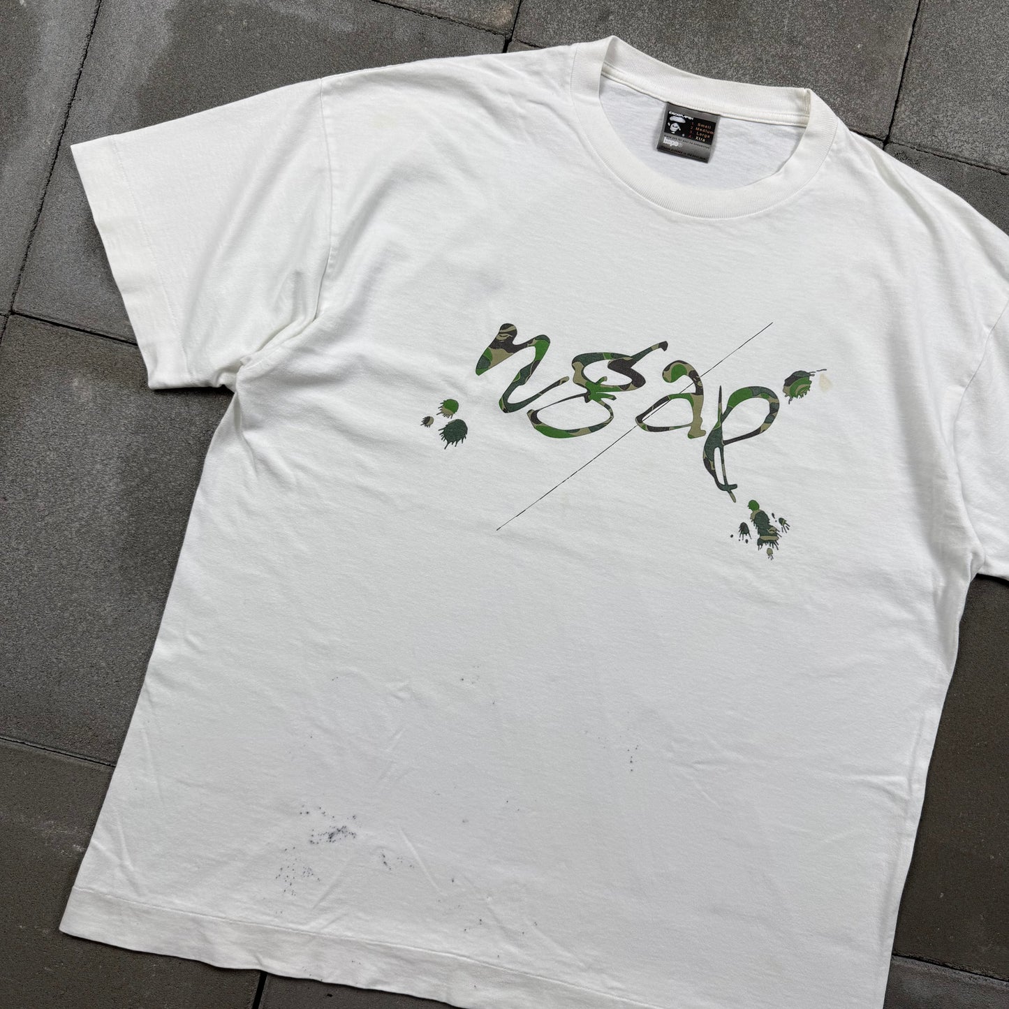 A BATHING APE × NGAP 00s green camo splash Tee XL