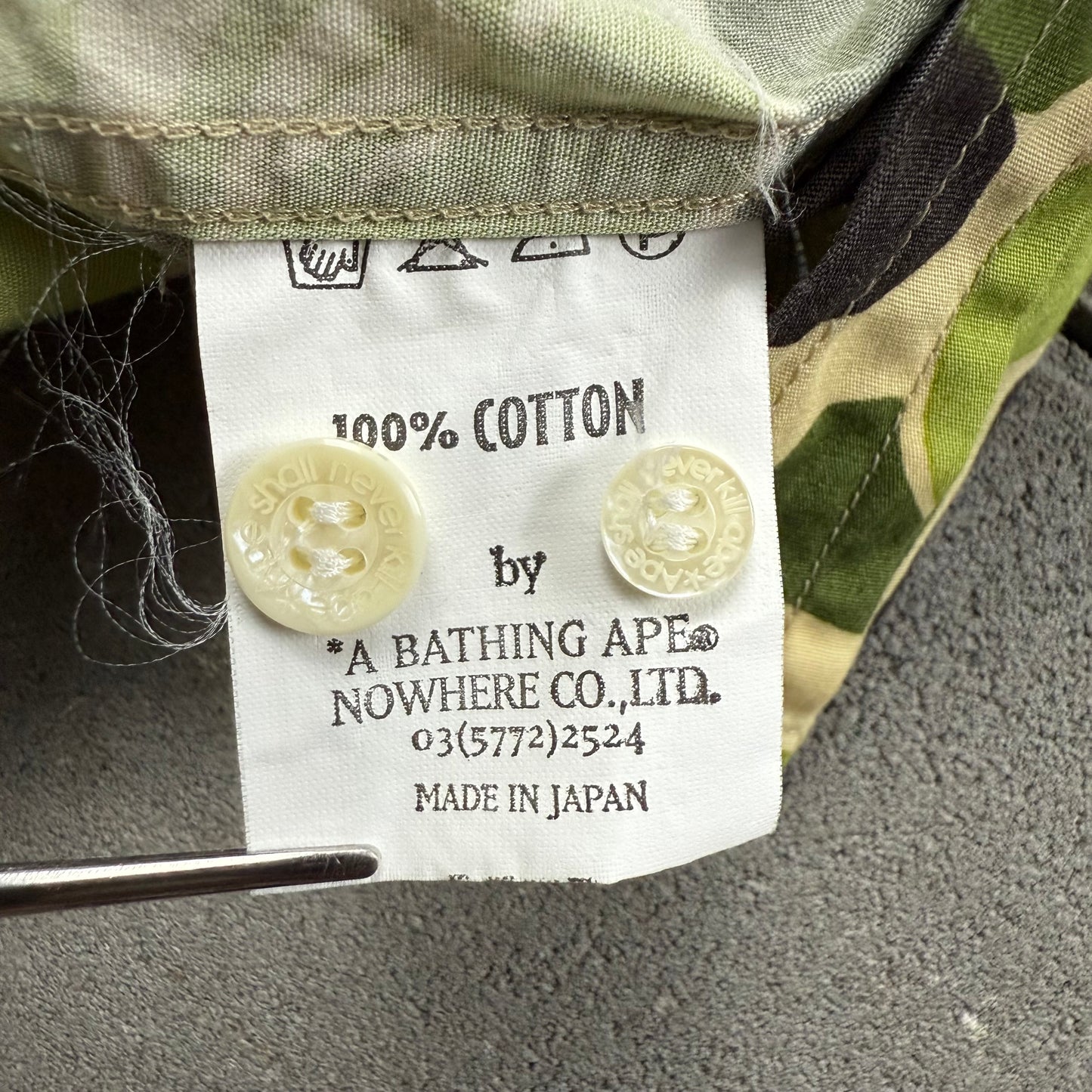 A BATHING APE 00s S/S green camo bd shirts XS