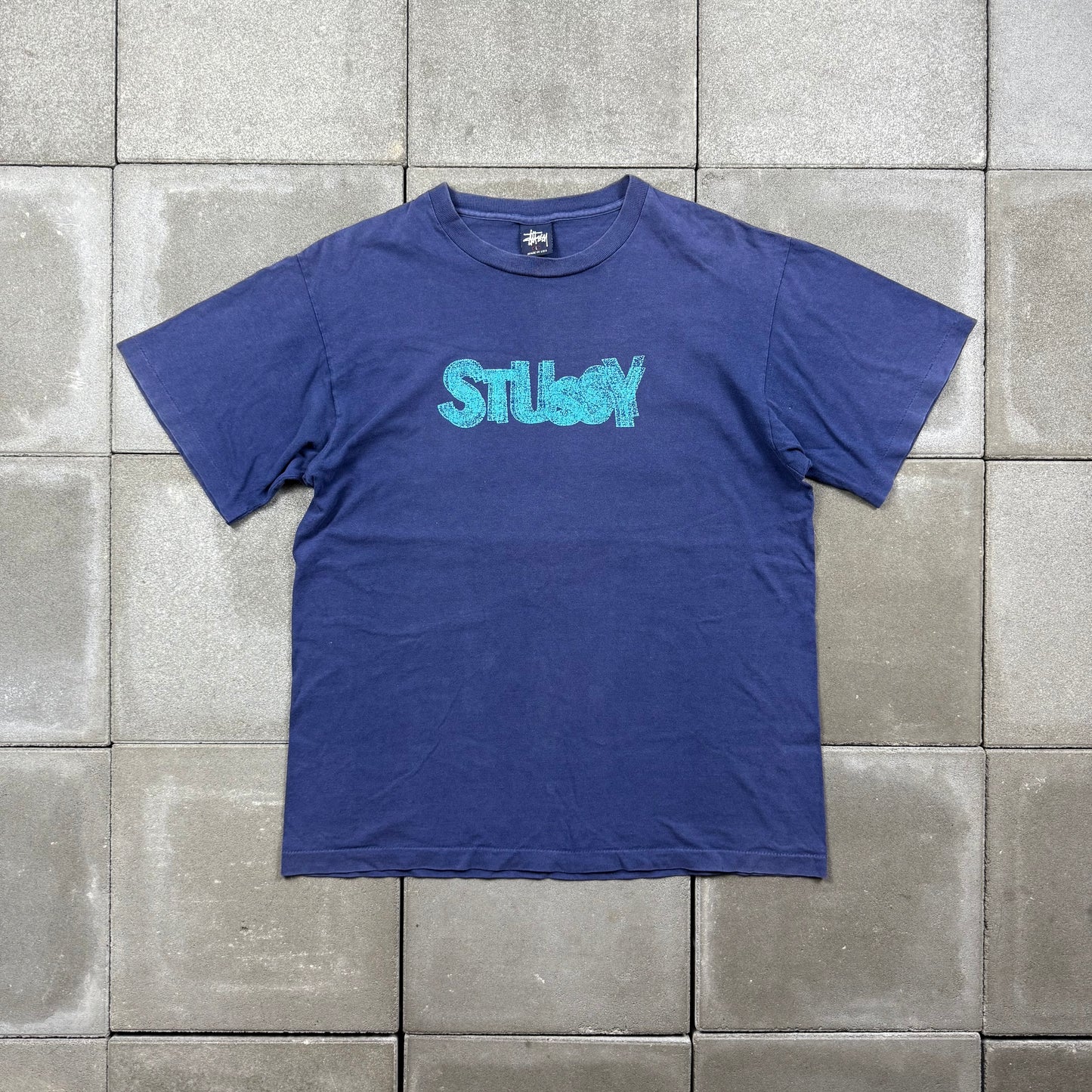 STUSSY 90s USA motion logo Tee L