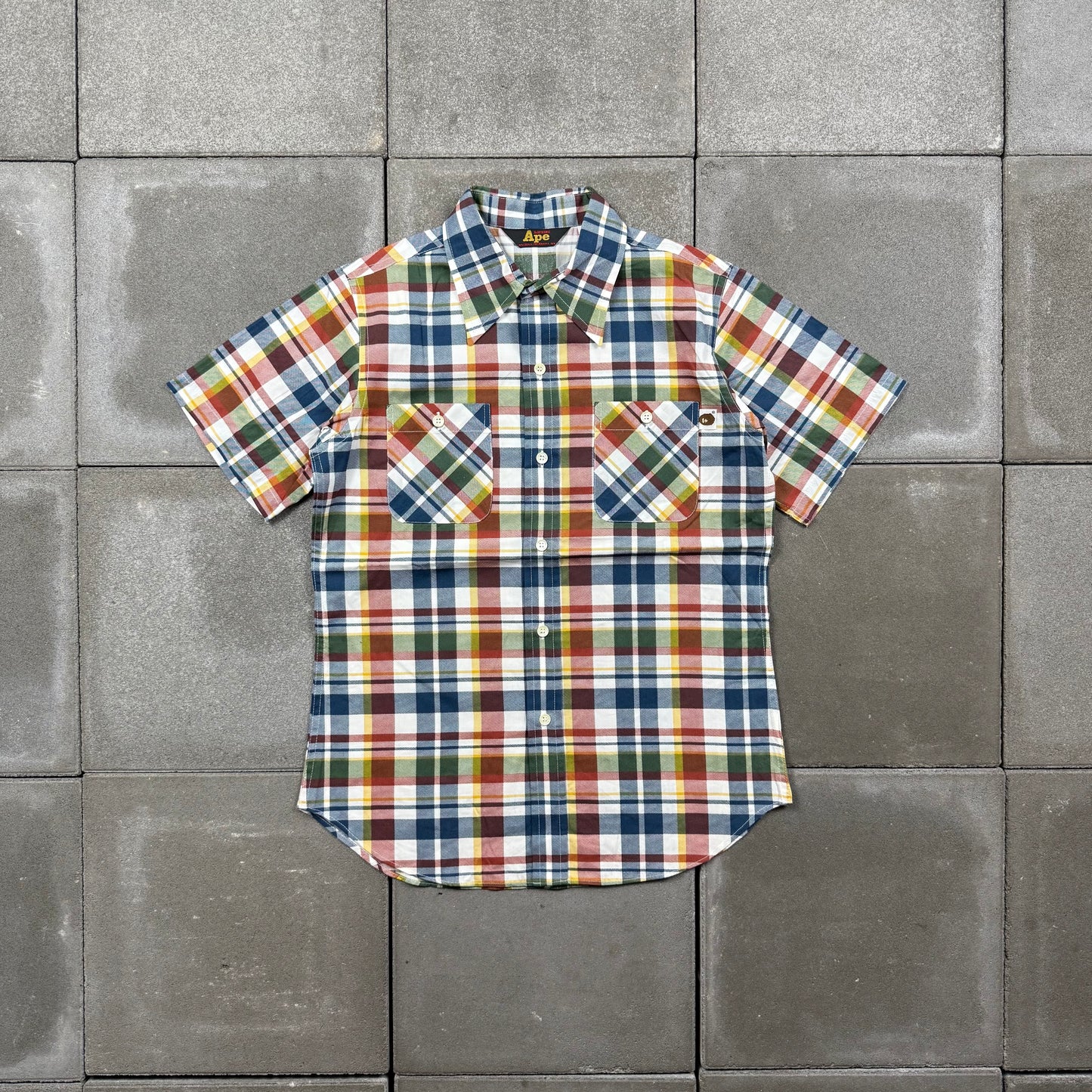A BATHING APE 00s S/S plaid pattern shirt XS