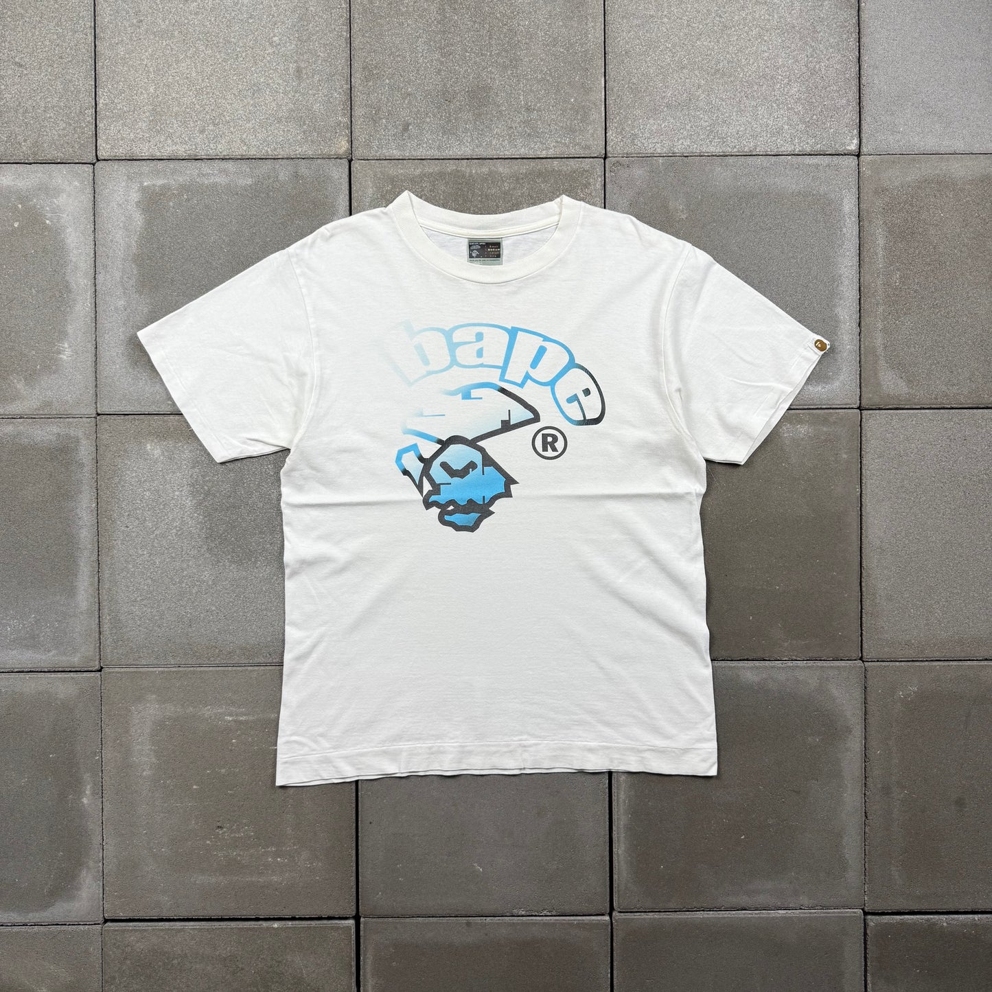 A BATHING APE 00s MAD BAPE blue gradation Tee M