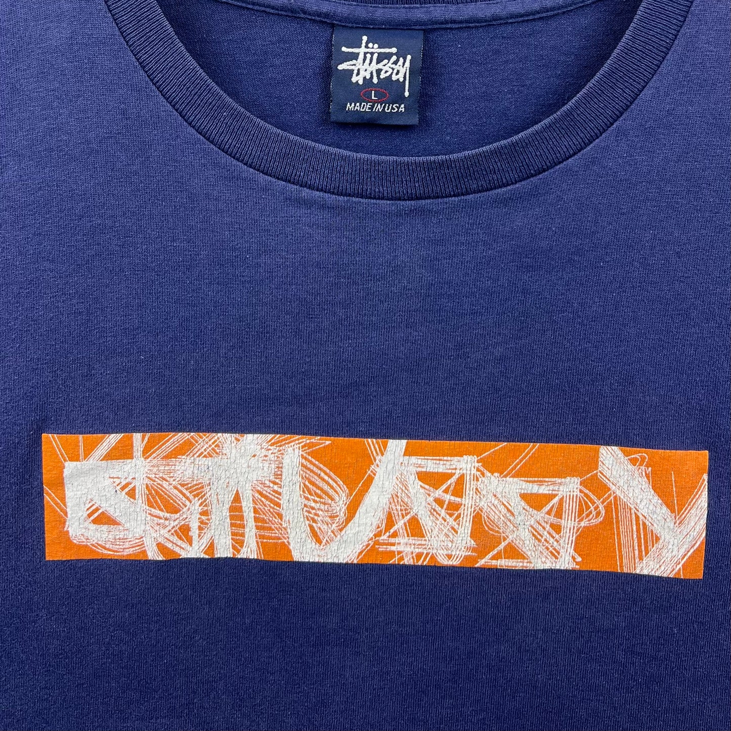 STUSSY 90s USA old graphic logo Tee L