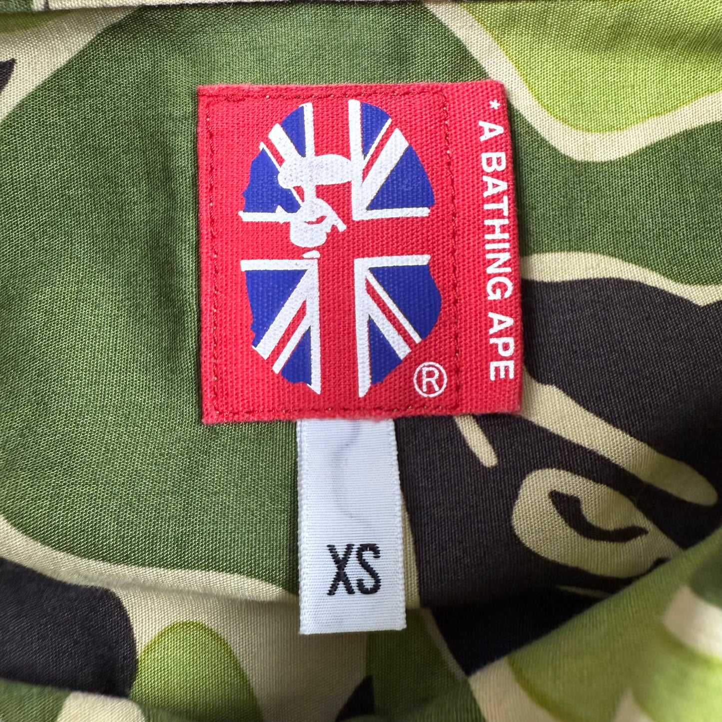 A BATHING APE 00s S/S green camo bd shirts XS