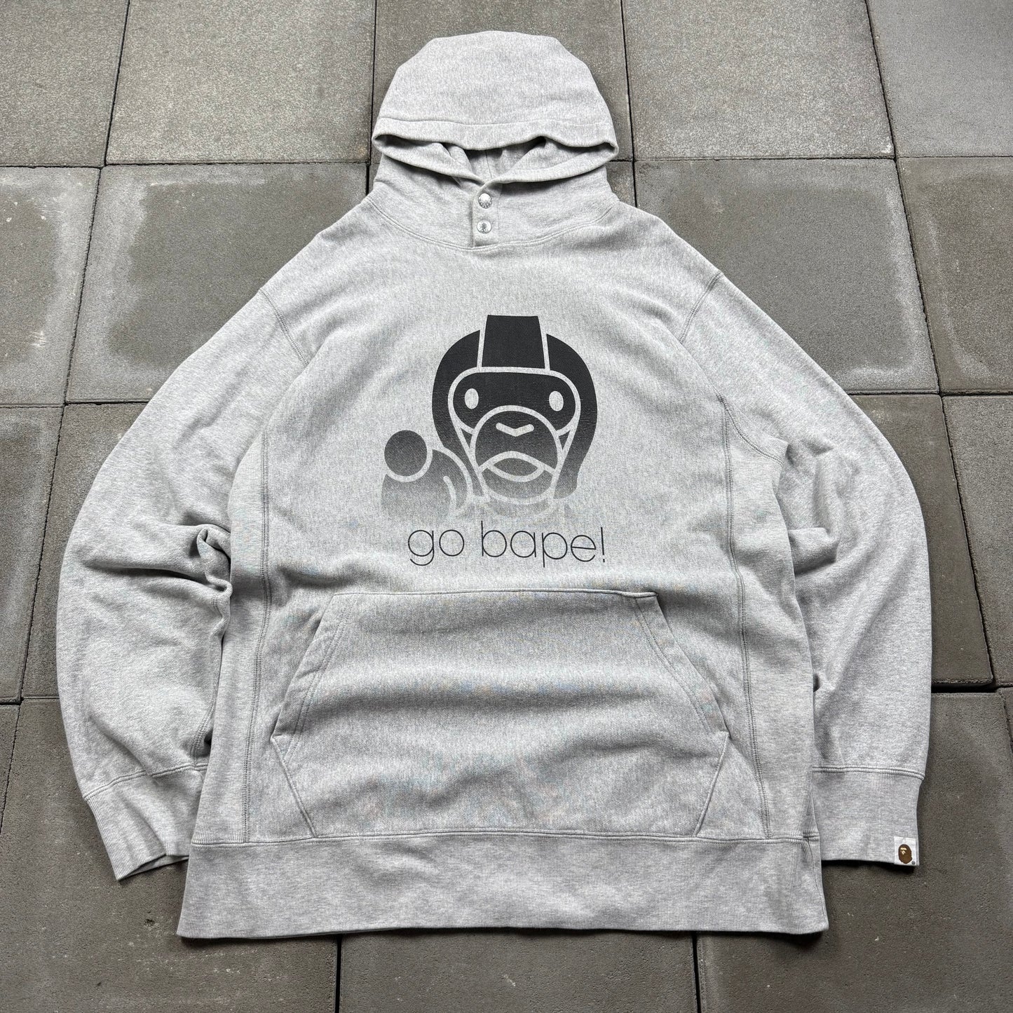 A BATHING APE 00s soldier milo "go bape!" sweat hoodie L