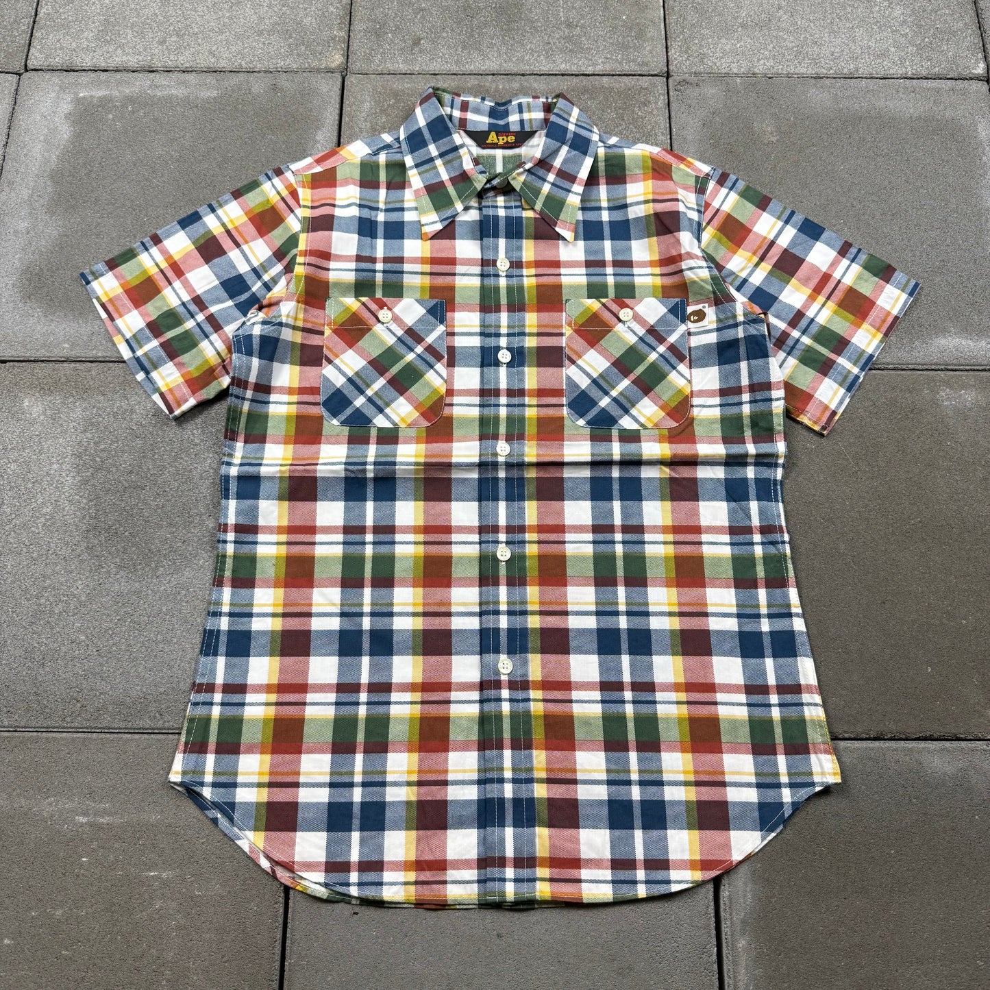 A BATHING APE 00s S/S plaid pattern shirt XS