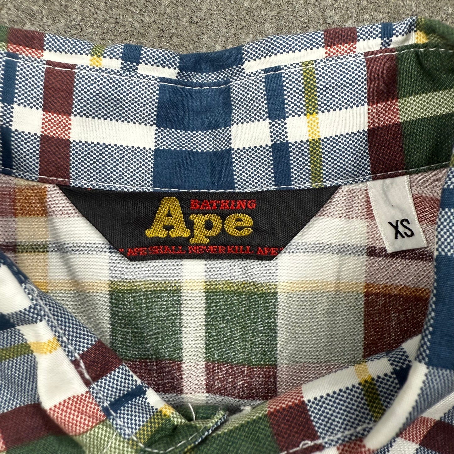 A BATHING APE 00s S/S plaid pattern shirt XS