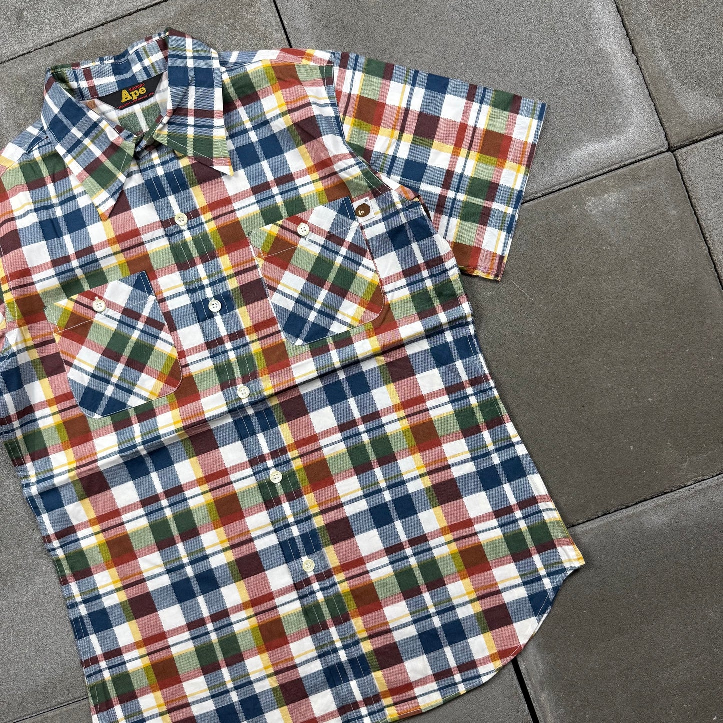 A BATHING APE 00s S/S plaid pattern shirt XS